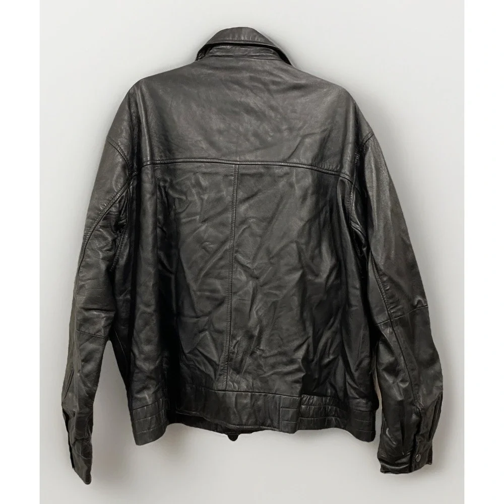 Ruggadier Black Lambskin Leather Bomber Jacket Men's Size 2XL Vintage‎ 90's